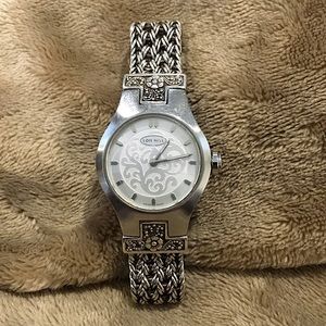 LOIS HILL Scroll Face Sterling Silver Bracelet Watch